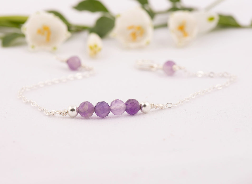 Amethyst Bracelet/Natural Amethyst Bracelet/Amethyst Bracelet Sterling Silver/February Birthstone Bracelet/Amethyst Birthstone Bracelet