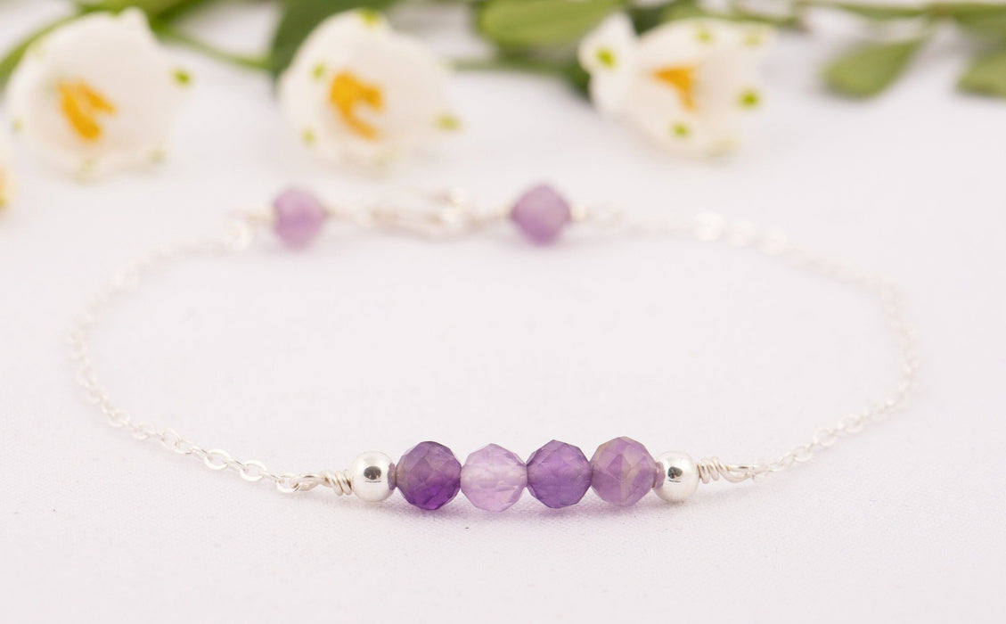 Amethyst Bracelet/Natural Amethyst Bracelet/Amethyst Bracelet Sterling Silver/February Birthstone Bracelet/Amethyst Birthstone Bracelet