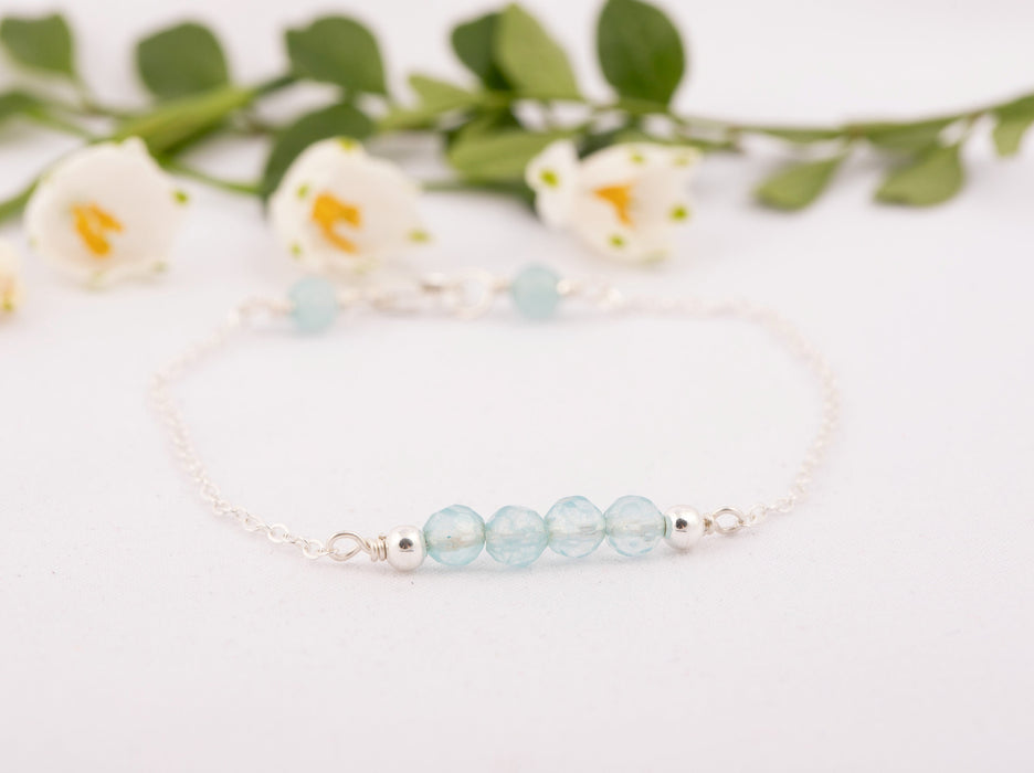 Aquamarine Bracelet/Birthstone Bracelet Sterling Silver/Natural Aquamarine Bracelet/March Birthstone Bracelet/Aquamarine Gemstone Bracelet