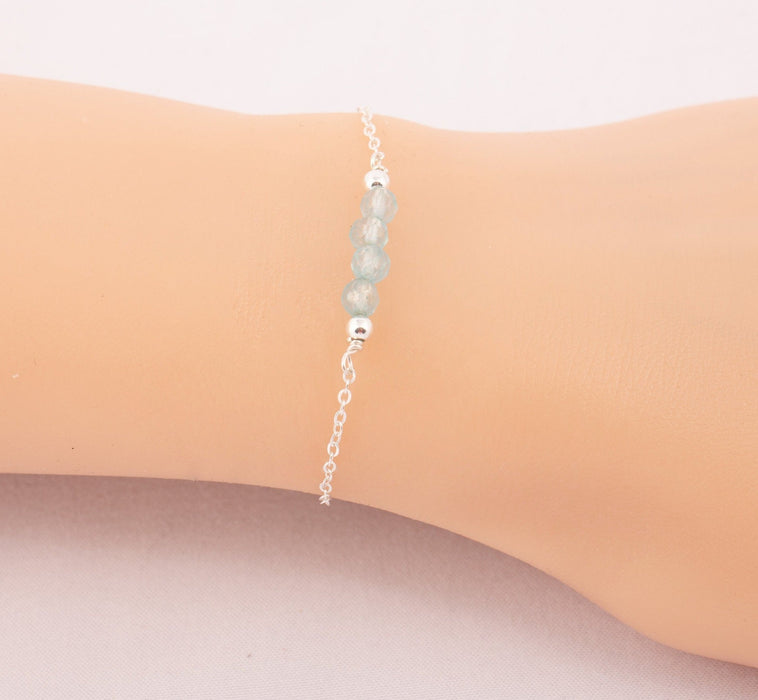 Aquamarine Bracelet/Birthstone Bracelet Sterling Silver/Natural Aquamarine Bracelet/March Birthstone Bracelet/Aquamarine Gemstone Bracelet