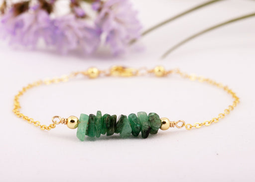 Raw Emerald Bracelet, Gemstone Bracelet Sterling Silver, Emerald Bracelet, May Birthstone Bracelet, Everyday Bracelet, Girlfriend Gift