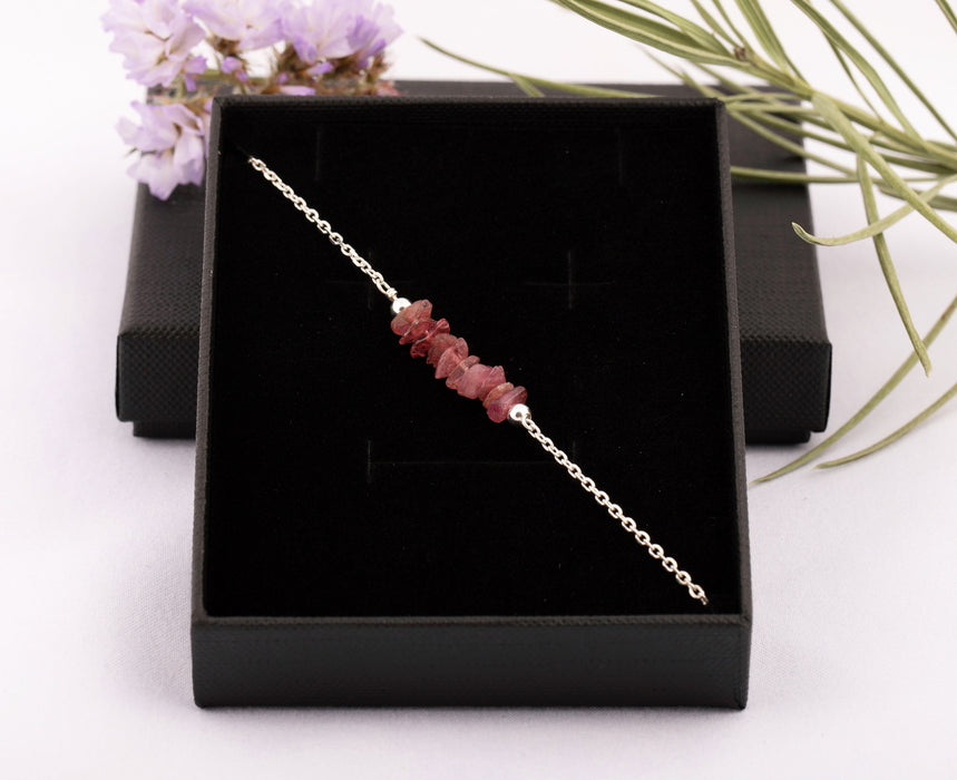 Raw Pink Tourmaline Bracelet/Tourmaline Bracelet Sterling Silver/October Birthstone Bracelet/Pink Tourmaline Bracelet/Tourmaline Bracelet