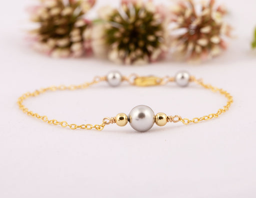 Pearl Bracelet Sterling Silver/Swarovski Pearl Bracelet/Everyday Bracelet/Light Grey Pearl Bracelet/Pearl Bracelet/Gift for Women/Gift Ideas