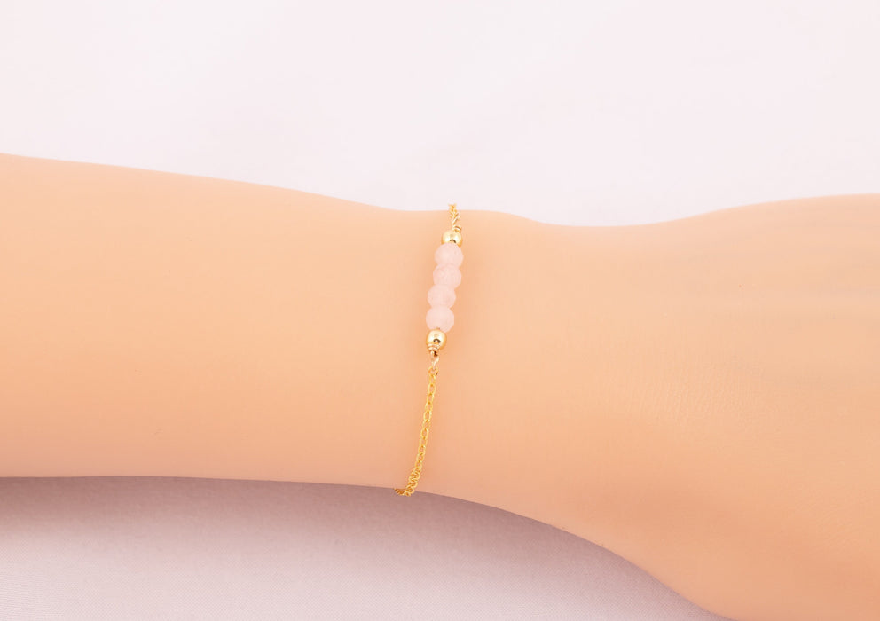 Rose Quartz Bracelet/Rose Quartz Anklet Sterling Silver/Rose Quartz Anklet/Matching Bracelet Mother and Daughters/Bracelet for Kids