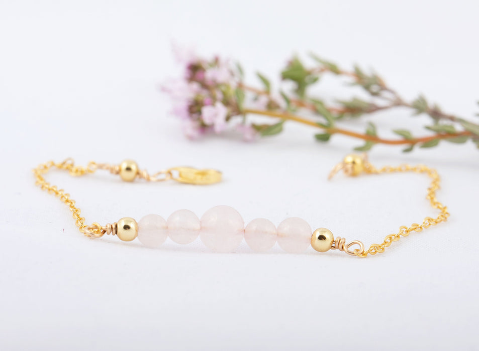 Rose Quartz Bracelet Sterling Silver/Rose Quartz Bracelet/Natural Rose Quartz Bracelet/Harmony Bracelet/Fertility Bracelet/Gift for Friends