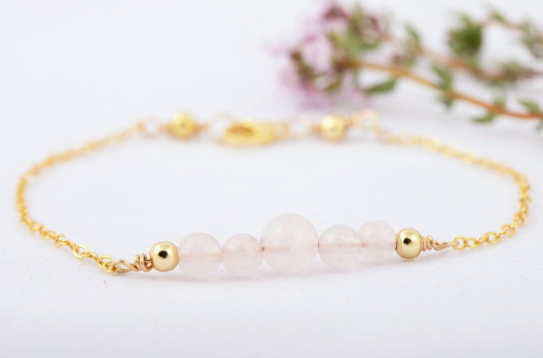 Rose Quartz Bracelet Sterling Silver/Rose Quartz Bracelet/Natural Rose Quartz Bracelet/Harmony Bracelet/Fertility Bracelet/Gift for Friends