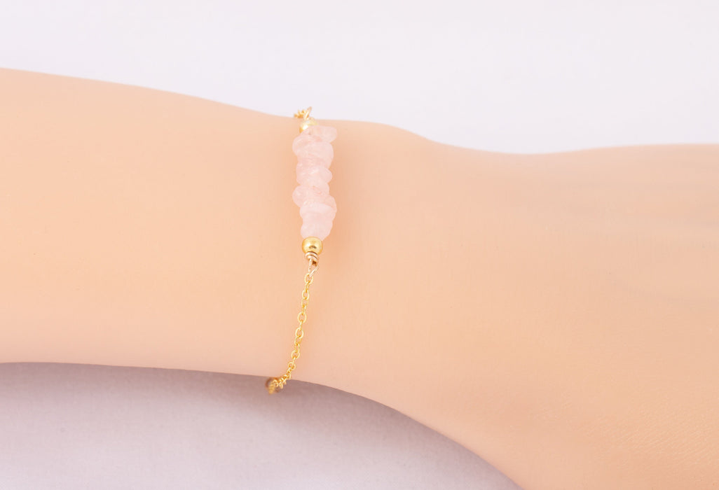 Raw Rose Quartz Bracelet Sterling Silver/Raw Rose Quartz Bracelet/Natural Rose Quartz Bracelet/Healing Gemstone Bracelet/Fertility Bracelet