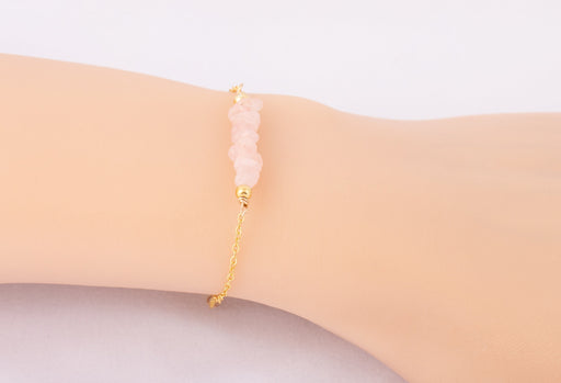 Raw Rose Quartz Bracelet Sterling Silver/Raw Rose Quartz Bracelet/Natural Rose Quartz Bracelet/Healing Gemstone Bracelet/Fertility Bracelet