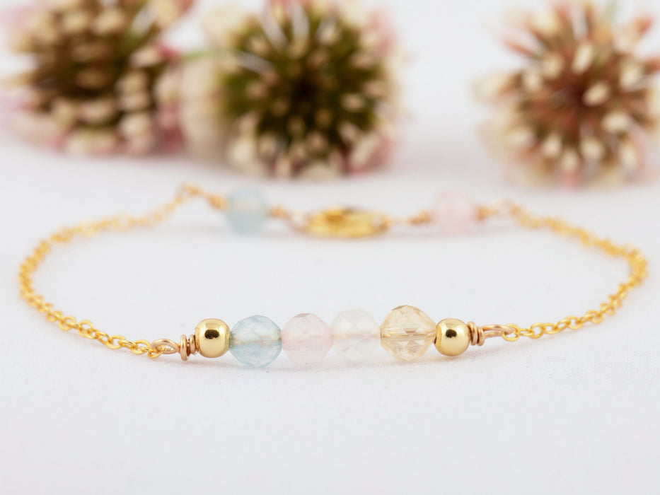 Fertility Bracelet/Rose Quarts Aquamarine Citrine Moonstone/Fertility Bracelet Sterling Silver/Dainty Fertility Bracelet/Gift for Newlyweds