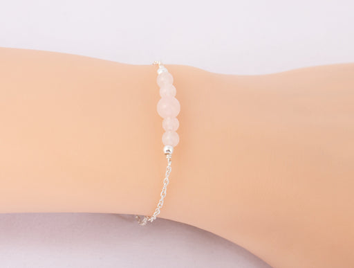 Rose Quartz Bracelet Anklet Sterling Silver/Rose Quartz Bracelet/Natural Rose Quartz Anklet/Bracelet for Kids/Matching Jewelry/Mum Gift