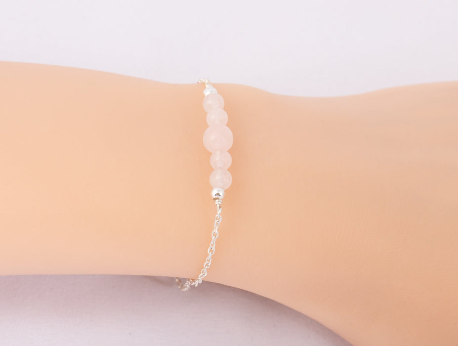 Rose Quartz Bracelet Anklet Sterling Silver/Rose Quartz Bracelet/Natural Rose Quartz Anklet/Bracelet for Kids/Matching Jewelry/Mum Gift