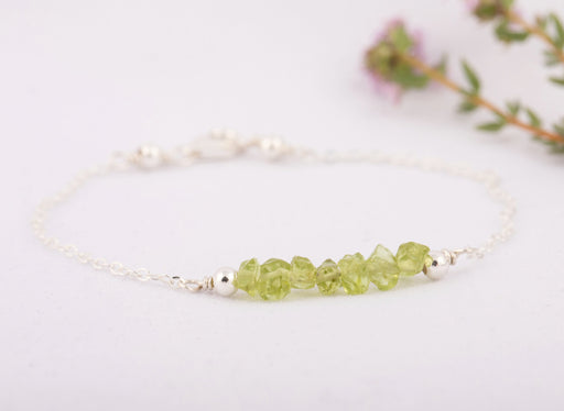 Peridot Bracelet Sterling Silver, Raw Peridot Bracelet, Peridot Bracelet, August Birthstone Bracelet, Peridot Crystal Bracelet, Gift for Her