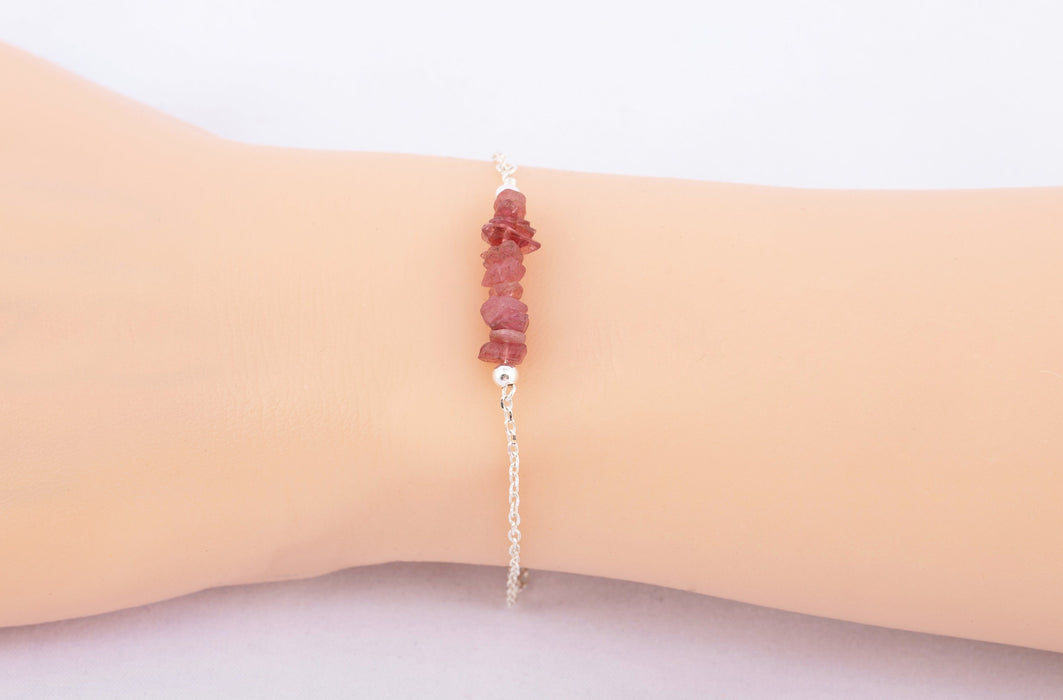 Raw Pink Tourmaline Bracelet/Tourmaline Bracelet Sterling Silver/October Birthstone Bracelet/Pink Tourmaline Bracelet/Tourmaline Bracelet