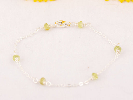 Natural Peridot Bracelet Sterling Silver, August Birthstone Bracelet, Dainty Peridot Bracelet, Peridot Crystal Bracelet, Peridot Bracelet