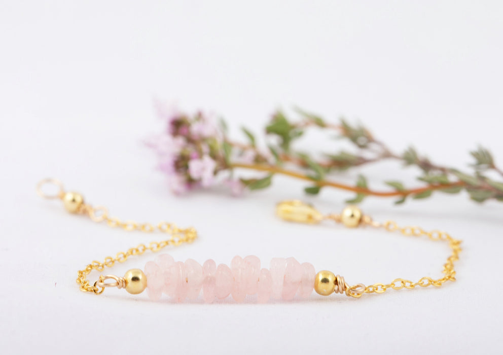 Raw Rose Quartz Bracelet Sterling Silver/Raw Rose Quartz Bracelet/Natural Rose Quartz Bracelet/Healing Gemstone Bracelet/Fertility Bracelet