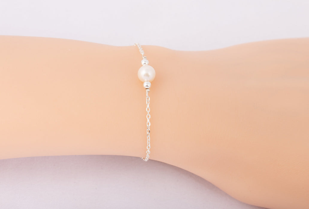 Akoya Pearl Bracelet Sterling Silver/Pearl Bracelet/June Birthstone Bracelet/Dainty Pearl Bracelet/White Pearl Bracelet/Pearl Bracelet Gold