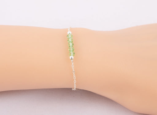 Peridot Bracelet Faceted/Peridot Bracelet Sterling Silver/Swarovski Crystal Bracelet/Peridot Bracelet/Peridot Crystal Bracelet\Gift for Her