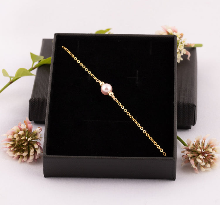 Dainty Pearl Bracelet Sterling Silver/Swarovski Pearl Bracelet/Everyday Bracelet/Pink Pearl Bracelet/Pearl Bracelet/Gift for Women