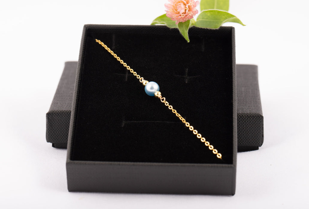 Dainty Pearl Necklace/Sterling Silver Necklace for Women/Swarovski Pearl Necklace/Swarovksi Pearl Bridal Necklace/Blue Pearl Necklace Gold