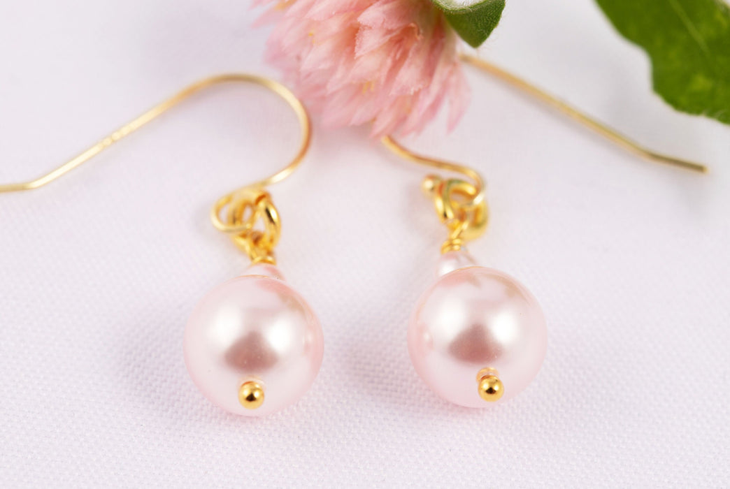 Pink Pearl Drop Earrings/Pearl Earrings Sterling Silver/Swarovski Pearl Earrings/Pearl Drop Earrings/Pearl Earrings Wedding/Pearl Earrings