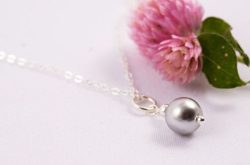 Grey Pearl Necklace/925 Sterling Silver Necklace/Swarovski Pearl Necklace/Pearl Bridal Necklace/Friends Gift for Woman/Pearl Pendant