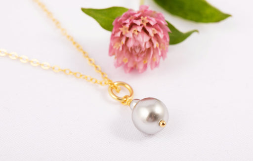 Grey Pearl Necklace/925 Sterling Silver Necklace/Swarovski Pearl Necklace/Pearl Bridesmaid Necklace/Pearl Gift for Anniversary/Pearl Pendant