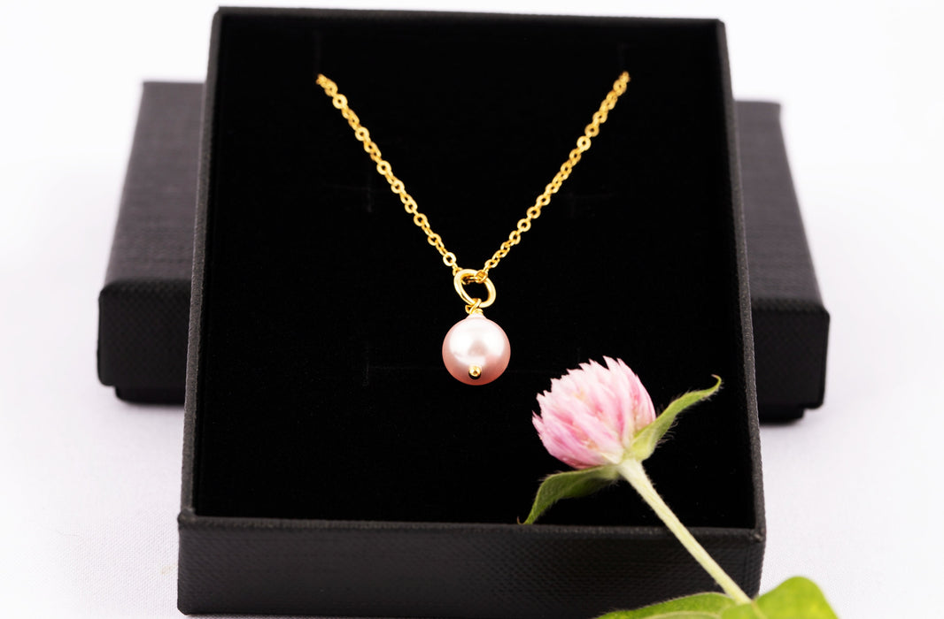 Light Pink Pearl Necklace/925 Sterling Silver 18k Gold Plated/Swarovski Pearl Necklace/Pearl Bridal Necklace/Pearl Necklace Gold/Brides Gift