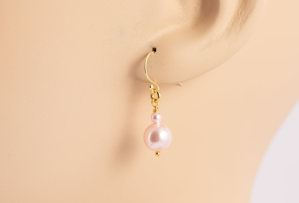 Pink Pearl Drop Earrings/Pearl Earrings Sterling Silver/Swarovski Pearl Earrings/Pearl Drop Earrings/Pearl Earrings Wedding/Pearl Earrings