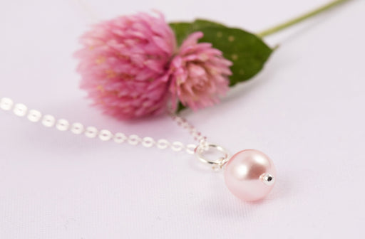 Light Pink Pearl Necklace/925 Sterling Silver Necklace/Swarovski Pearl Necklace/Pearl Bridal Necklace/Friends Gift for Woman/Pearl Pendant