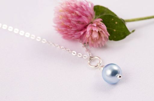 Light Blue Pearl Necklace/925 Sterling Silver Necklace/Swarovski Pearl Necklace/Pearl Bridal Necklace/Friends Gift for Woman/Pearl Pendant