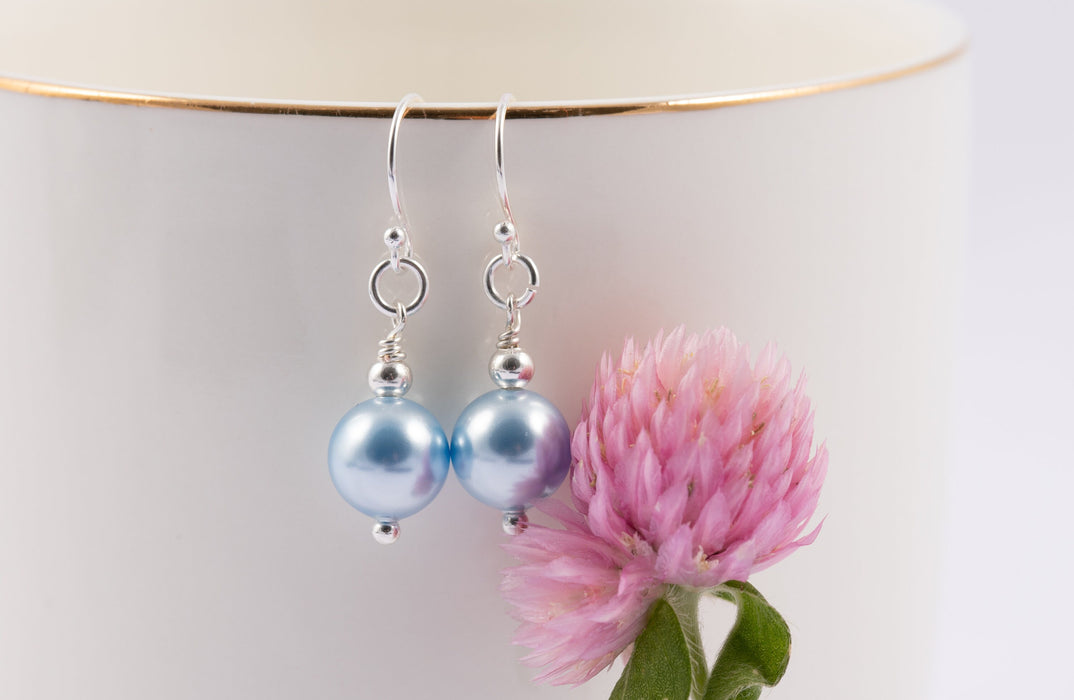 Light blue clearance pearl earrings