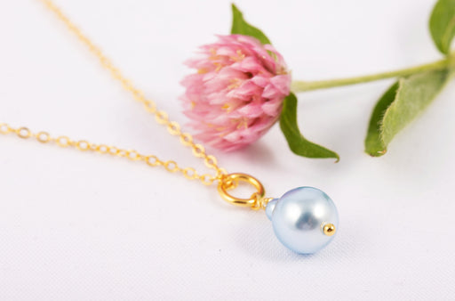 Light Blue Pearl Necklace/925 Sterling Silver Necklace/Swarovski Pearl Necklace/Pearl Necklace/Pearl Necklace Women/Pearl Pendant Necklace