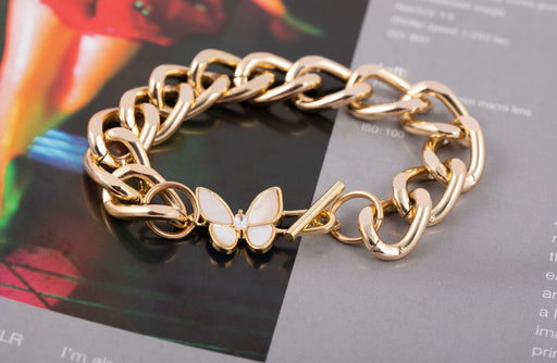 Lightweight Non Tarnish Gold Bracelet/Toggle Clasp Bracelet/Chunkly Chain Bracelet/Gold Toggle Bracelet/Chunky Chain Link Bracelet