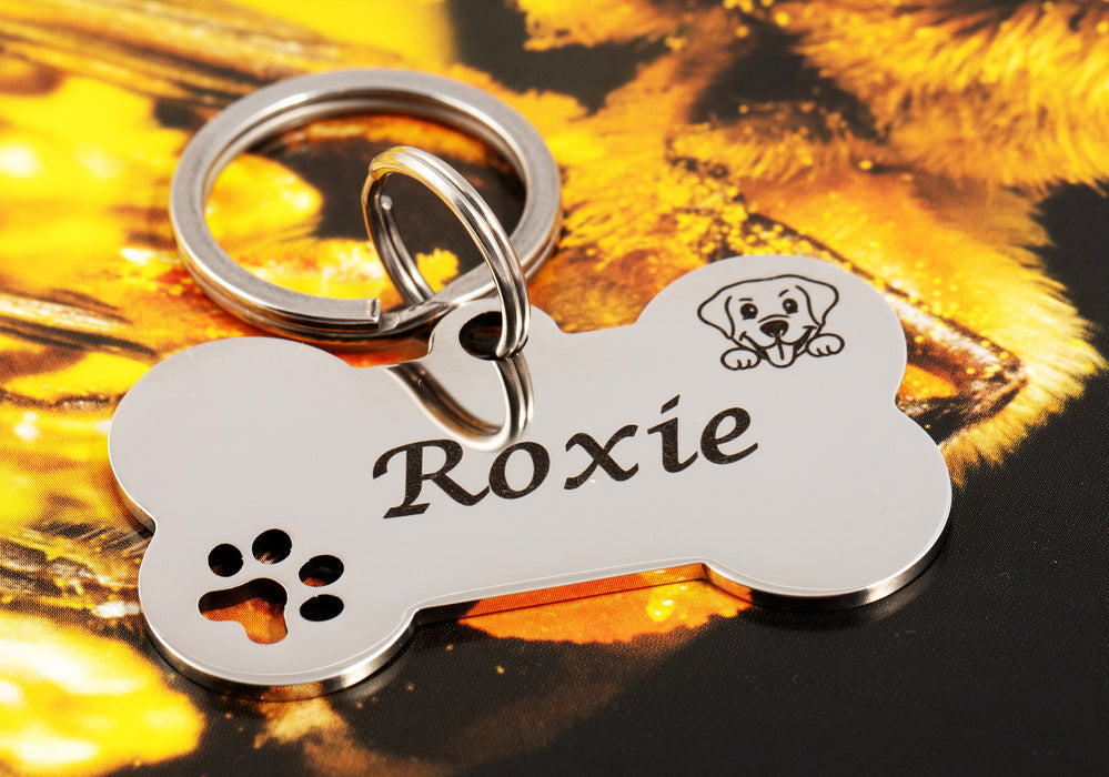 Personalised Dog Tag, Bone Shape Dog Tag Engraved, Dog Tag Stainless Steel, Dog Breed ID Tag, Pet Photo Name Tag, Dog Name Tag, Gift for Dog