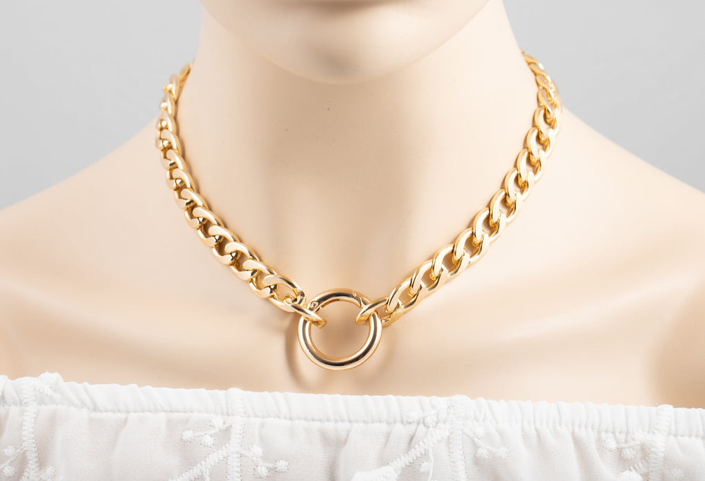 Lightweight Gold Cuban Chain Link Necklace//Non Tarnish Necklace/Chunky Chain Necklace/Chunkly Necklace for Women/Gold Statement Necklace