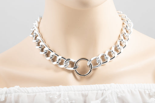 Lightweight Silver Cuban Chain Link Necklace/Non Tarnish Necklace/Chunky Chain Necklace Silver/Chunkly Necklace for Women/Fashion Necklace