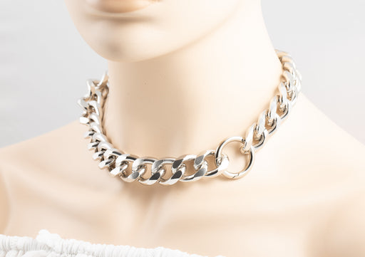 Lightweight Silver Cuban Chain Link Necklace/Chunky Chain Link Necklace/Chunkly Necklace for Women/Silver Statement Necklace/Gift to Women