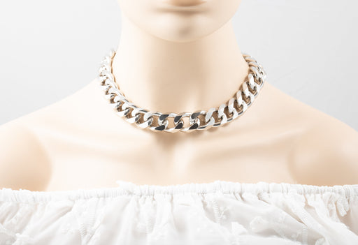 Lightweight Silver Cuban Chain Link Necklace/Chunky Chain Link Necklace/Chunkly Necklace for Women/Silver Statement Necklace/Gift to Women