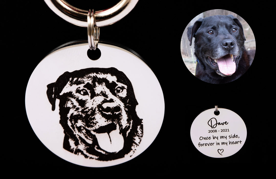 Pet Portrait Keychain Engraved Stainless Steel, Actual Photo Keyring, Pet Memorial Key chain, Custom Pet Remembrance Gift, Pet Loss Memorial