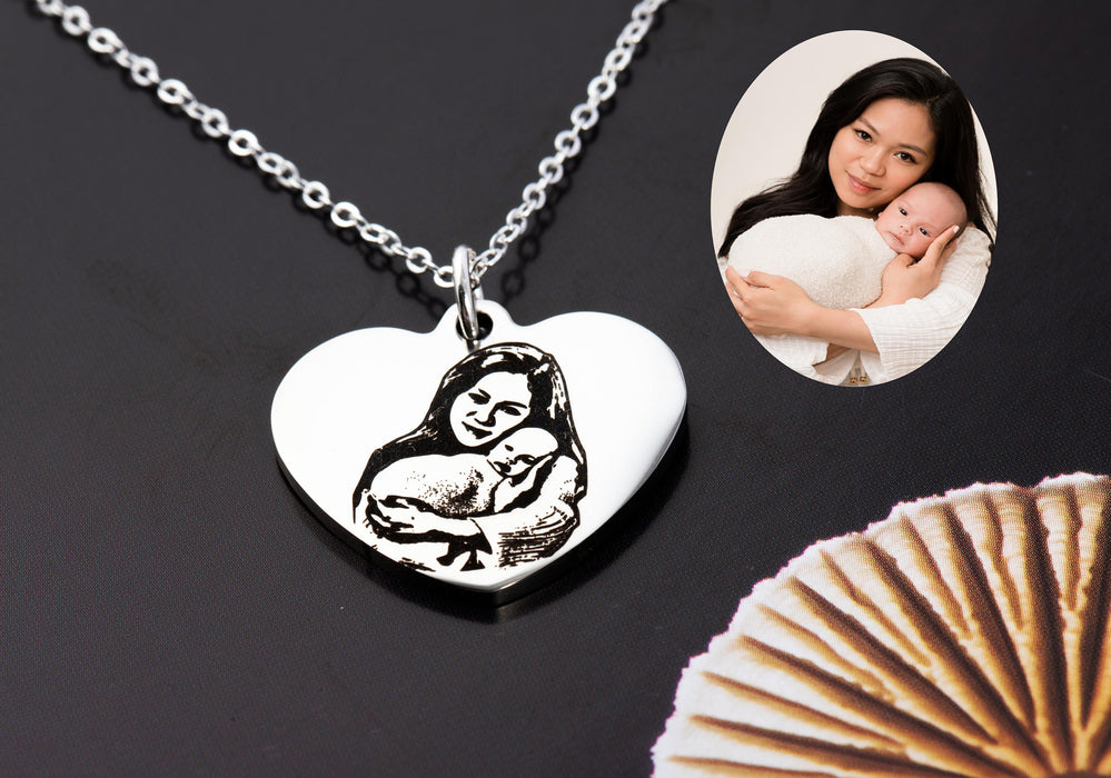 Personalized photo deals necklace sterling silver