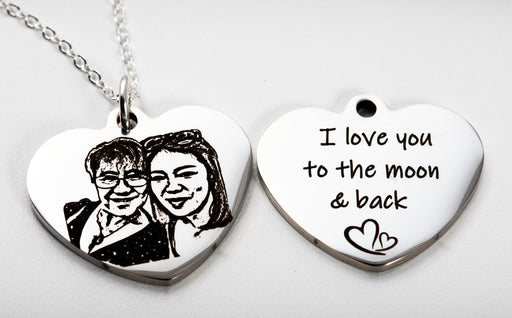 Mum and Daughter Gift Personalized Necklace, Engraved Real Picture Necklace in Sterling Silver Chain, Gift to Daughter, Custom Gift to Mum