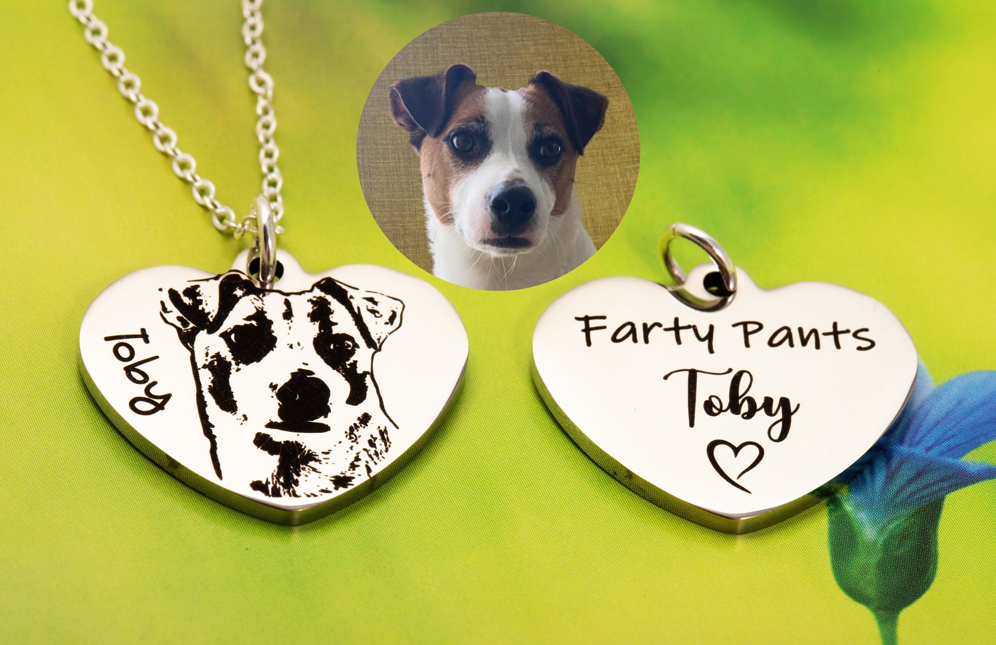 Pet photo engraved necklace sale