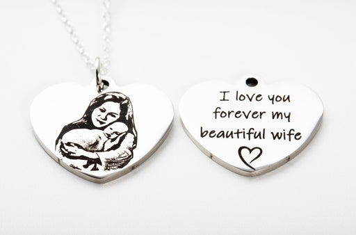 Real Picture Necklace in Sterling Silver Chain, Engraved Personalized Portrait Pendant, Anniversary Gift Necklace, Custom Photo Jewellery