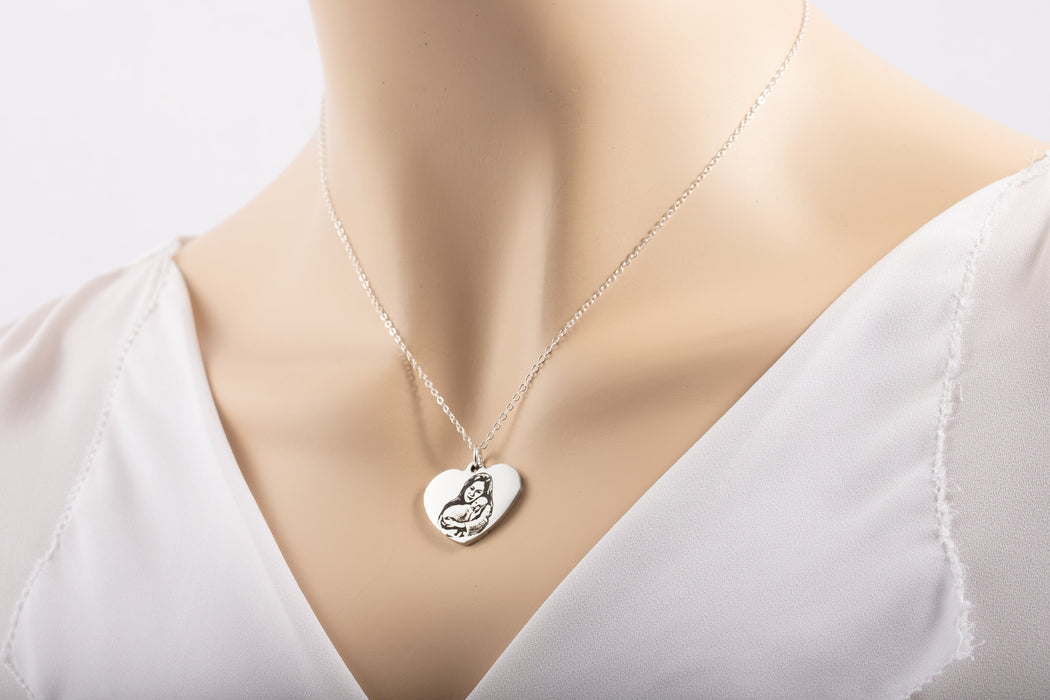 Real Picture Necklace in Sterling Silver Chain, Engraved Personalized Portrait Pendant, Anniversary Gift Necklace, Custom Photo Jewellery