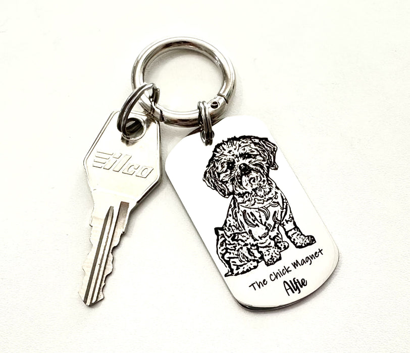 Personalised Dog Photo Keychain Engraved, Gift for Dog Owner, Dog Portrait Key Chain, Dog Mum Keyring, Funny Pet Key ring, Pet Keepsake Gift