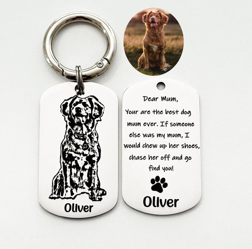 Engraved Pet Portrait Keychain, Dog Picture Keychain, Custom Dog Keyring, Dog Mum Key Chain, Funny Pet Key Ring, Dog Memorial Gift