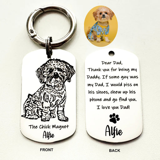 Personalised Dog Photo Keychain Engraved, Gift for Dog Owner, Dog Portrait Key Chain, Dog Mum Keyring, Funny Pet Key ring, Pet Keepsake Gift