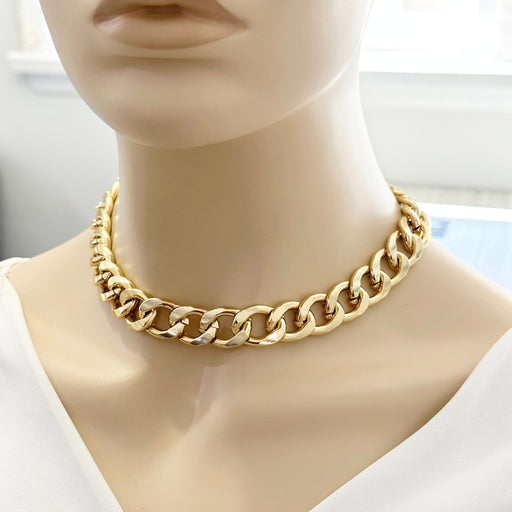 Thick Gold Chain Necklace Lightweight, Cuban Chain Necklace for Women, Chunky Gold Chain Necklace, Statement Necklace Silver, Gift for Mum