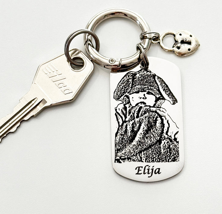 Picture Keychain Engraved, Personalized Best Mum Keyring, Custom Picture Key Chain for Mom, Portrait Key ring, Personalised Keepsake Gift