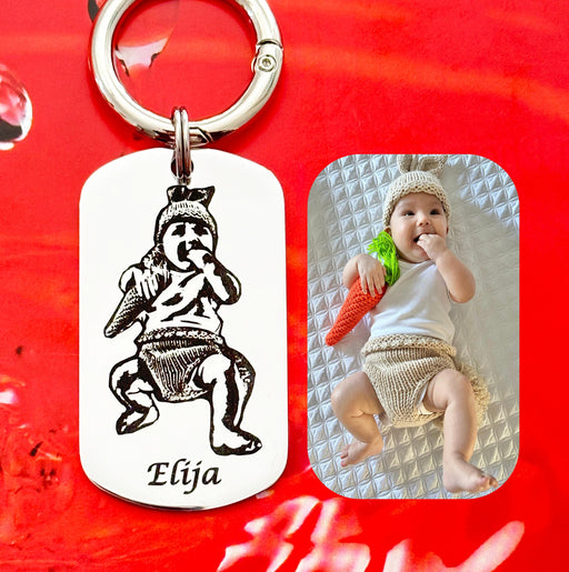 Picture Keychain Engraved, Personalized Best Dad Keyring, Custom Picture Key Chain for Dad, Portrait Key ring, Personalised Keepsake Gift